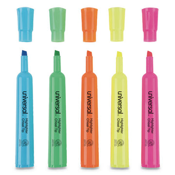 Universal™ Desk Highlighters, Assorted Ink Colors, Chisel Tip, Assorted Barrel Colors, 5-set freeshipping - TVN Wholesale